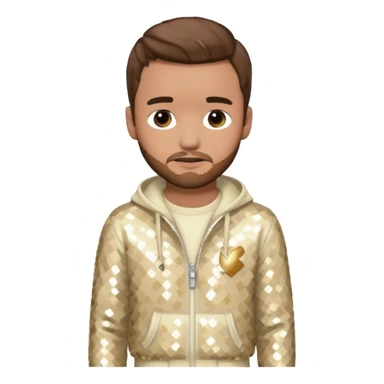 Liam Payne from One Direction with light skin, brown hair, cream sequin outfit sticker