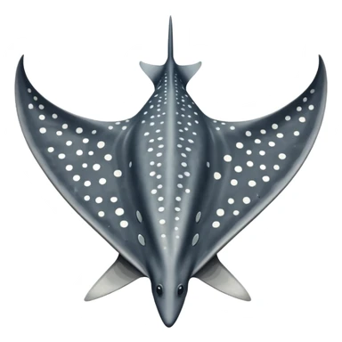 Spotted eagle sting ray with wide wingspan and long tail viewed from above sticker
