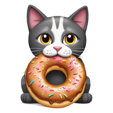 cat eating donut sticker