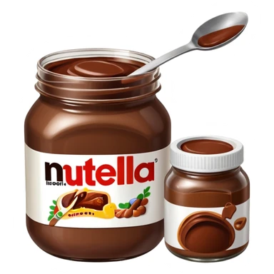 Nutella with a spoon. The glas of Nutella is almost empty  sticker