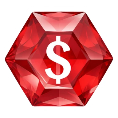 Red crystal with a $ drawn in the center of the crystal. sticker