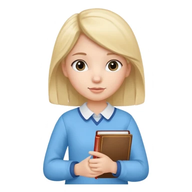 cute girl, glass, smart, Sky-blue colored clothing,
holding a book in one arm and a pen in the other hand.Holding a pen in the right hand as if teaching. sticker