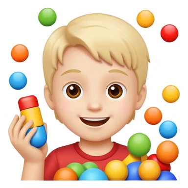 Happy kid playing with toys sticker