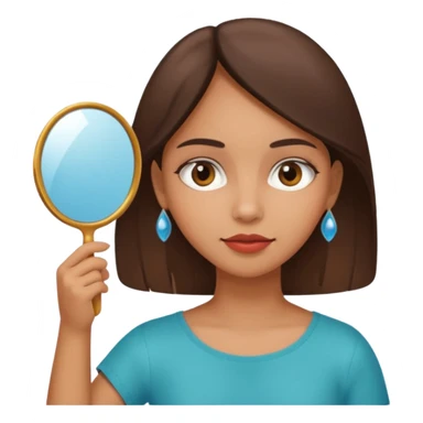 latin girl looking at herself with a hand mirror sticker