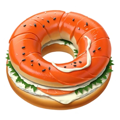 poppy bagel with salmon lox and cream cheese sticker