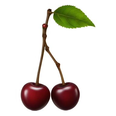 two burgundy cherries on black stem sticker
