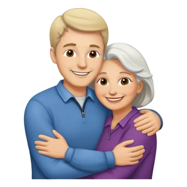 White guy hugging older cocasian woman  sticker