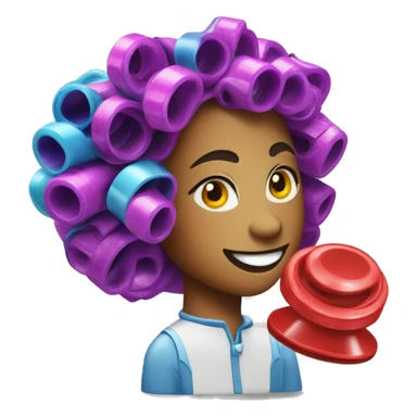 a  singleplastic colorful Velcro Curlers sticker