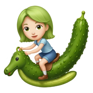Girl riding a pickle sticker