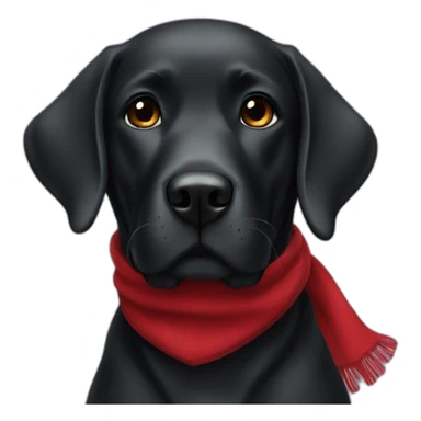 black labrador dog with a red scarf sticker