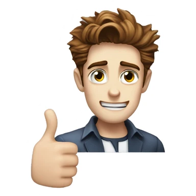 Edward Cullen saying okay in a nonchalant way, or not saying but signaling with a thumbs up, his facial expression is nonchalant and careless sticker