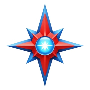 Blue morning star with red core, space navigation symbol sticker