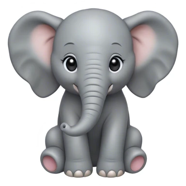 Cinematic Noble Baby Elephant Portrait Emoji, Poised and regal, with a tiny, endearing build and a soft, smooth gray hide, delicate floppy ears and a small, curious trunk, deep-set soulful eyes, Simplified yet sharp and sophisticated features, highly detailed, glowing with a gentle, dignified glow, high shine, intelligent and adorable, stylized with an air of miniature majesty, focused and attentive, soft glowing outline, capturing the essence of a watchful and confident little elephant, so majestic it feels as though it could toddle out of the screen with effortless authority! sticker