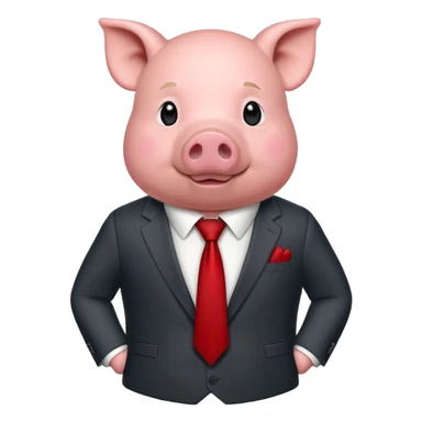 Pig in suit with red tie sticker