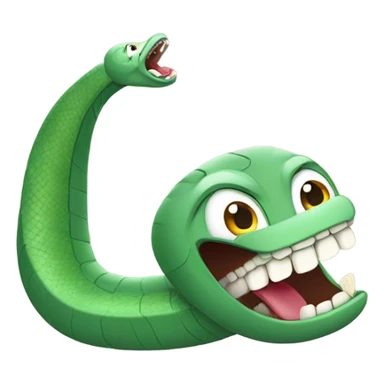 A Funny Snake brushing its teeth while walking with two bare feet sticker