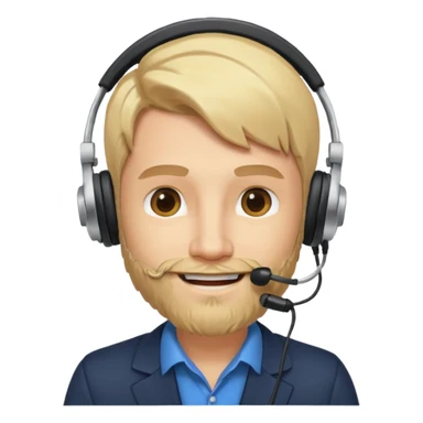 a sales agent with headphones and beard blonde hair smile sticker