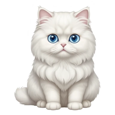 white Persian cat full body sitting with blue eyes sticker