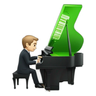 macron qui joue du piano avec de l'eau de chaton vert sticker