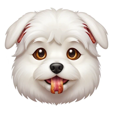 maltese dog face with brown eyes bacon in mouth  sticker