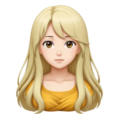 Anime girl with large bust size, generous figure, long hair sticker