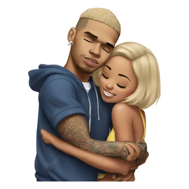 Hyper Realistic Chris Brown hugging Karruche Tran sticker