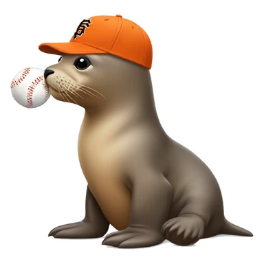 sea lion with a san francisco giants baseball cap sticker