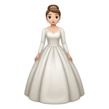 Chica blanca,pelo castaño y recogido, vestido novia, manga larga cuerpo entero sticker