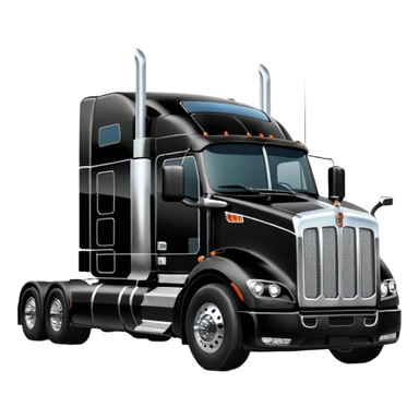 2026 Black Kenworth T680 Flat Top Semi Sleeper with stacks make realistic sticker