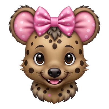 hyena with a pink bow, happy expression sticker