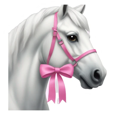 A white horse with pink bow sticker
