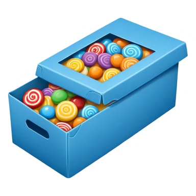 blue cardboard box of candy sticker