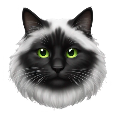 scottish long-haired black and white cat with green eyes sticker
