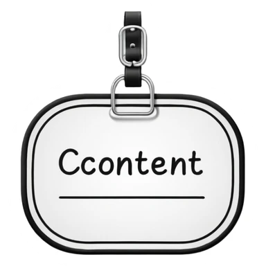 hand-drawn outlined name tag with the text 'CONTENT' sticker
