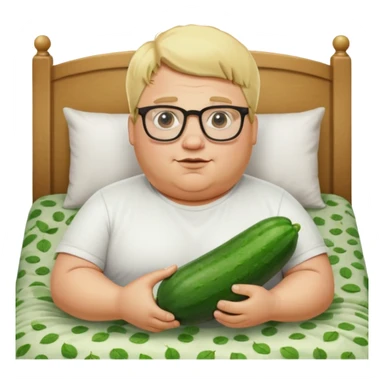 blond fat man with glasses man with cucumbers bed sticker