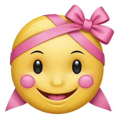 A smiley getting shy and a pookie ribben on his head sticker