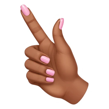 Medium brown skin hand showing thumbs up with light pink painted fingernail polish  sticker