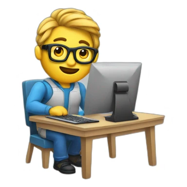 muscular nerd on computer coding  sticker