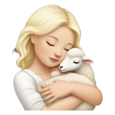 white blonde sleeping newborn baby cuddling with lamb sticker