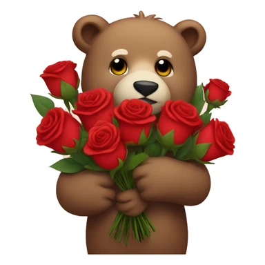 Bear holding a bouquet of roses  sticker
