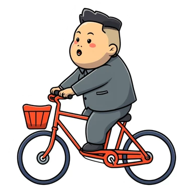 Kim Jong Un riding a bicycle from side view sticker