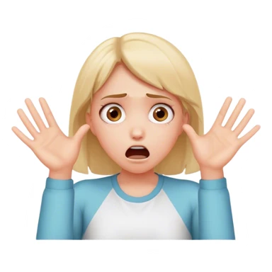 Shocked girl face and hands on face, big text saying "HELP" sticker