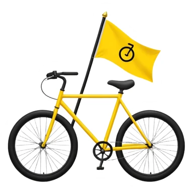 Create a Telugu Desam Party (TDP) flag emoji: bright solid yellow background, simple black bicycle icon in the center. Flat emoji style, bold colors, clean edges, no text, no gradients, no shadows. Square 1:1 ratio, transparent background, minimal and clear like a system emoji. sticker