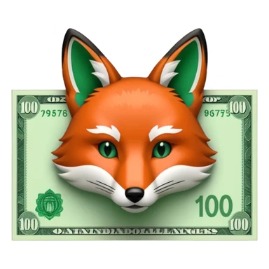 make 100 dollar bill with a fox head silhouette  sticker
