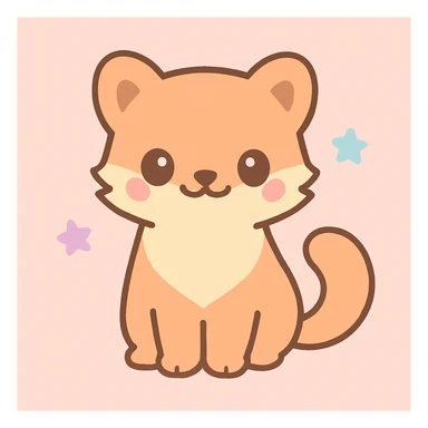 a pine marten with simplified shapes, bold outlines, playful expression, kawaii style sticker