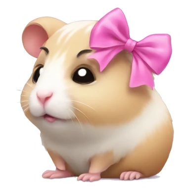 Sad hamster with a pink bow on head sticker