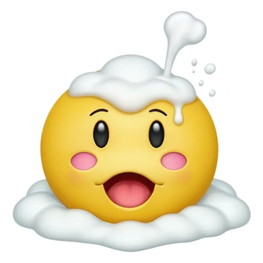 yellow smiley face with eyes up and mouth open, Vomiting white foam sticker