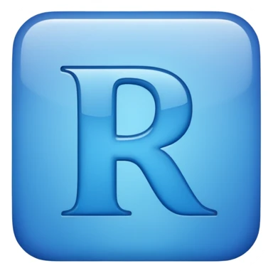 capital letter "R" printed in blue color square shape in center sticker