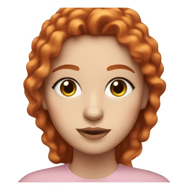Woman with a white skin that has wavy Long hot red hair and brown eyes with an eyeliner and lashes coding on a pink macbook sticker