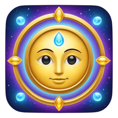 Create a minimal glowing emoji symbol of pure consciousness (Chetna) and formless God. Abstract divine energy, radiant light, infinity aura, cosmic spiritual vibe. No human form. Golden, blue, violet glow. Clean modern emoji style. sticker