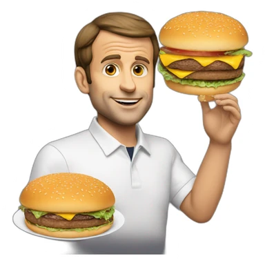 Macron qui mange un burger sticker